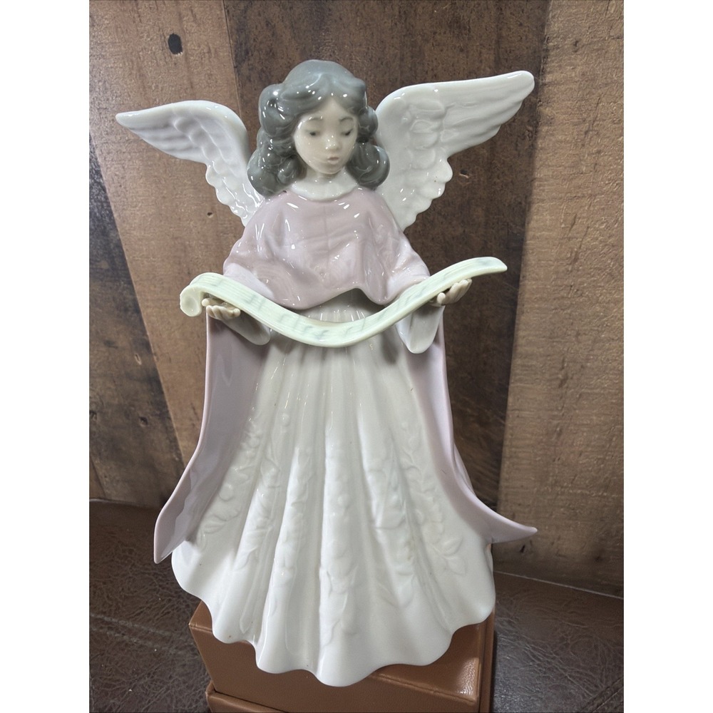 Lladro 5831 Pink Singing Angel Tree Topper Navidad Cantante Porcelain W/Box Vtg